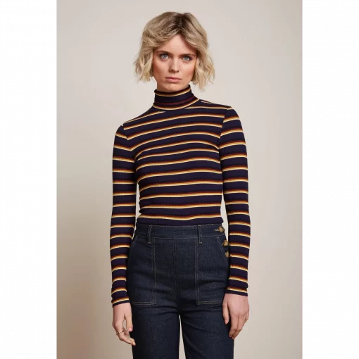 King Louie Rollneck Top Century Stripe evening blue