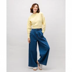 Brava Fabrics Wide Leg Denim Pleated