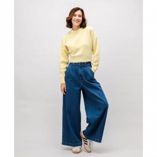 Brava Fabrics Wide Leg Denim Pleated